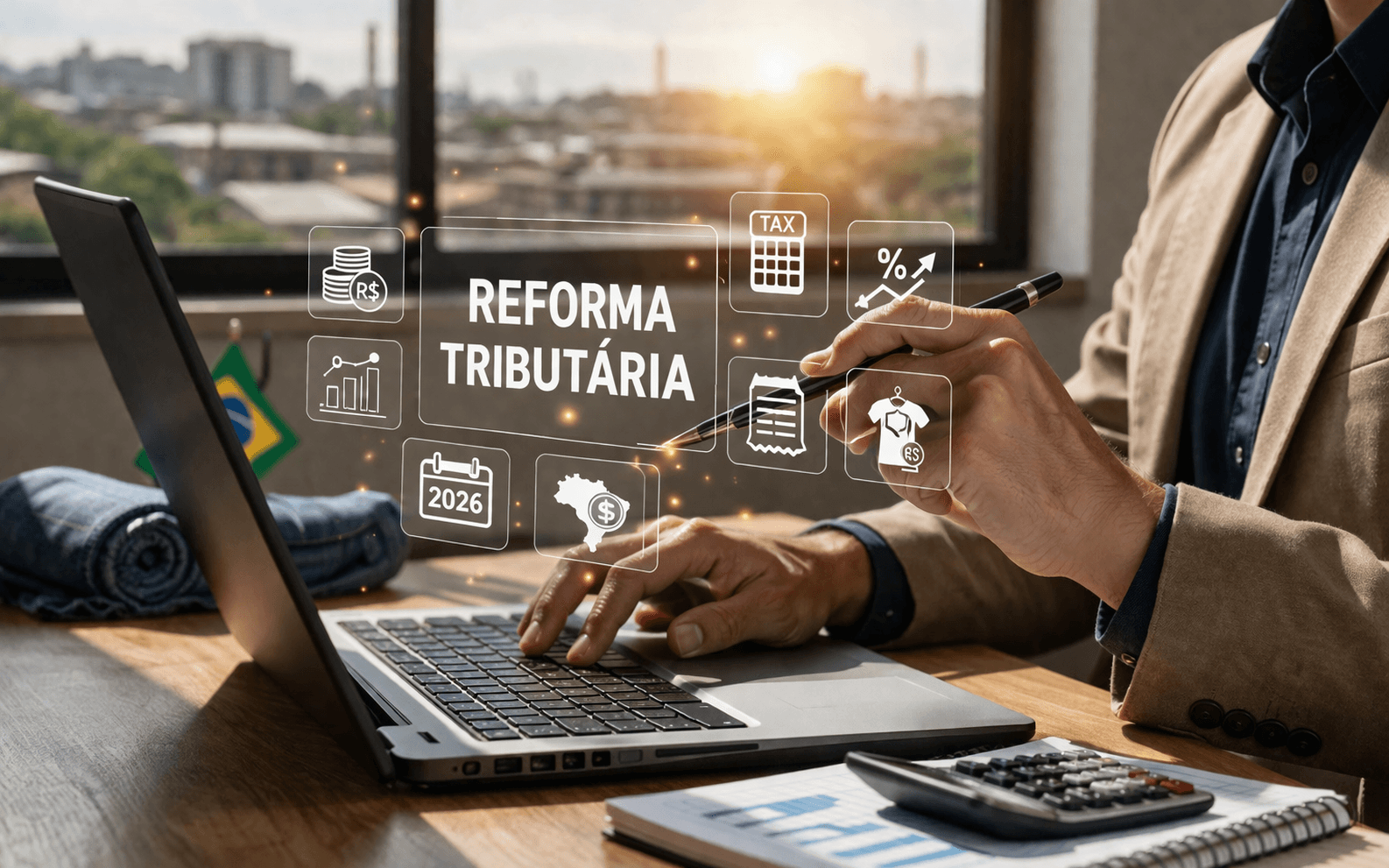 Ilustração: Reforma Tributária na Confecção: O que muda no seu lucro e caixa?